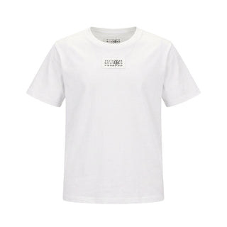 MM6 Maison Margiela T-shirt Girocollo Bianca Con Patch Logo M61163-MM04I-M6102 Per Bambini