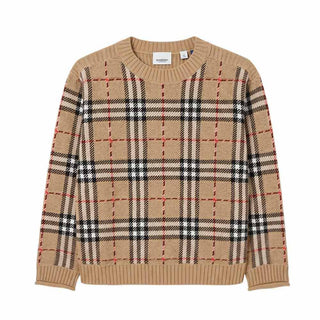 Burberry Maglia Girocollo Beige In Lana 8105822 Per Bambini