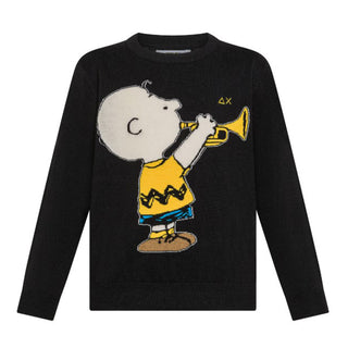 Sun68 Maglia In Misto Lana K45352N Con Motivo Peanuts