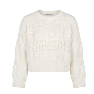 Patrizia Pepe Maglia Avorio Con Paillettes 7K0080/KK025-W444 Per Bambina