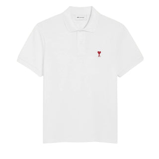Amis Paris Polo Ami De Coeur In Cotone Bianco BFUPL001.760/100
