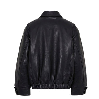 MM6 Maison Margiela Giacca Biker Nera In Similpelle M61045-MM08L-M6900 Per Bambini