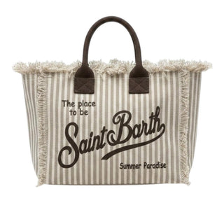 Mc2 Saint Barth Borsa Colette In Canvas A Righe Beige COL001/03450L