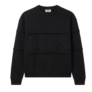 GCDS Felpa Girocollo Nera In Maglia C2MWQF008K172/999I Unisex