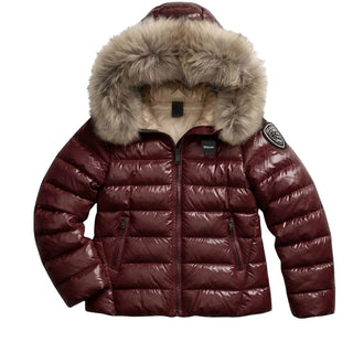 Blauer Giubbino Trapuntato Color Marrone Mogano Con Pelliccia 26WBLGC02293-592BW Ivory Jr Per Bambina