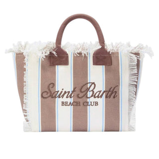 Mc2 Saint Barth Borsa Colette In Canvas A Righe Marroni COL0001/02597L