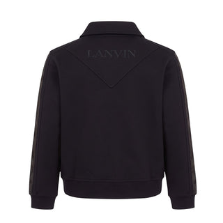 Lanvin Felpa Nera Con Zip N30437/09B Per Bambini