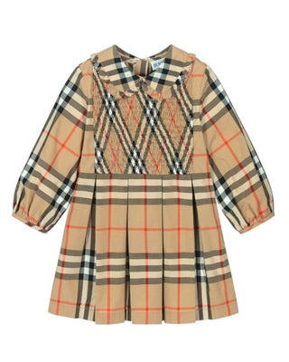 Burberry Vestina beige in popeline a maniche lunghe Check 8112625
