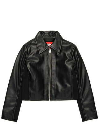 Diesel Giubbino nero in similpelle da bambina J02222-KXB9D