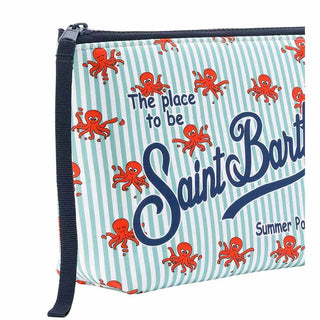 Mc2 Saint Barth Pochette Aline In Scuba A Righe Verdi Con Stampa Polipetti ALIN001/00391L