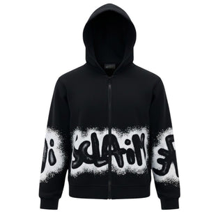 Disclaimer Felpa nera con zip e cappuccio 25IDK58620