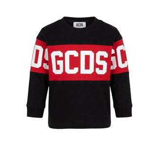 GCDS T-shirt Nera A Maniche Lunghe Con Logo GC0094/999R Per Neonati
