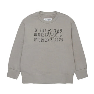 MM6 Maison Margiela Felpa Girocollo Grigia Con Numeric Logo M61009-MM02X-M6907
