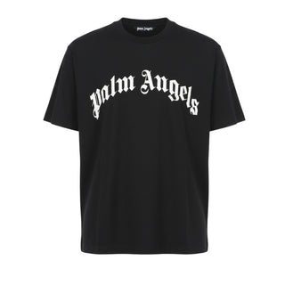 Palm Angels T-shirt Nera In Jersey Con Logo PMAA109S26JER00G