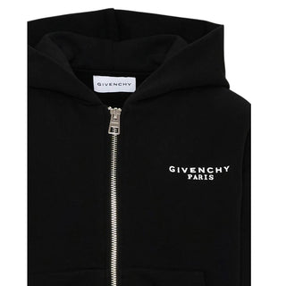 Givenchy Felpa Nera Con Zip E Cappuccio H31285/09B Per Bambini