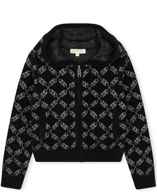 Michael Kors Cardigan nero con logo jacquard R30163