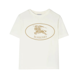 Burberry T-shirt Avorio Con Stampa Del Cavaliere 8125836 Per Bambini