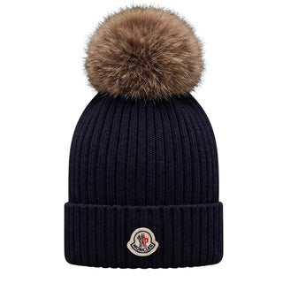 Moncler Cappello Blu Navy In Lana Con Pompon L29543B00007-742 Per Bambini