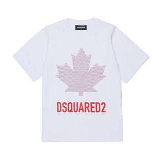 Dsquared2 T-shirt Girocollo Bianca Con Stampa DQ3434-D0AJ5-DQ100 Per Bambini