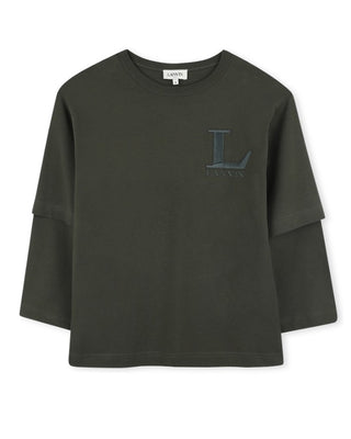 Lanvin T-shirt verde in jersey con logo N30286
