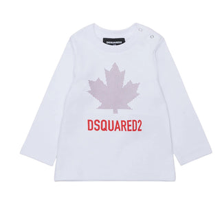 Dsquared2 T-shirt Bianca A Maniche Lunghe DQ3502-D0AJ5-DQ100 Per Neonato