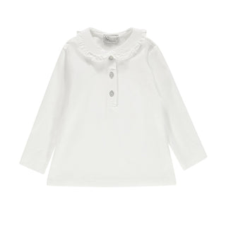 J.o Milano T-shirt bianca a maniche lunghe da neonata 566X6