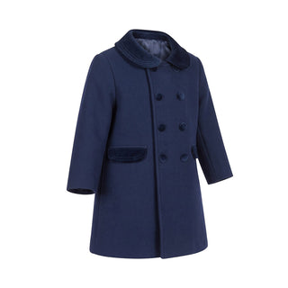 Coccodè Cappotto Blu Con Dettagli In Velluto C64574/11 Per Neonata