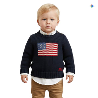 Polo Ralph Lauren Maglia Blu Con Bandiera 320668285001 Per Neonati
