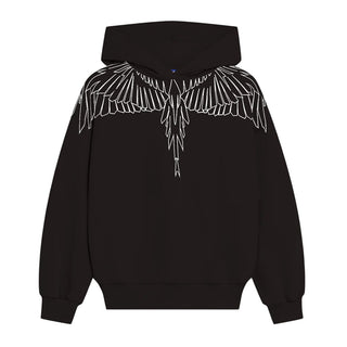 Marcelo Burlon Felpa nera con cappuccio e ali F5CMJGHS100