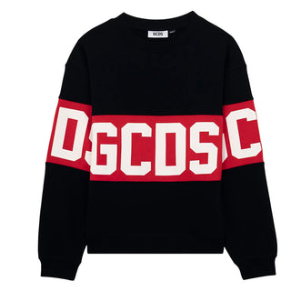 GCDS Felpa Girocollo Nera Con Logo Z0MLQE139F004/999R Unisex