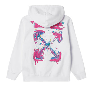 Off-White Felpa Bianca Con Cappuccio Per Bambina 44GBB002S26F003100