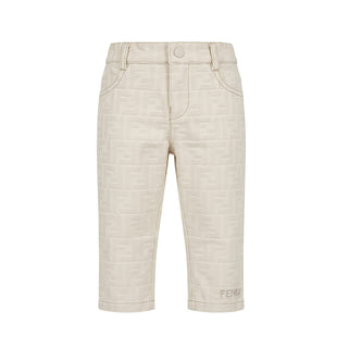 Fendi Pantaloni Color Avorio Con Logo FF BUF274-AY8V-F0XW5 Per Neonato