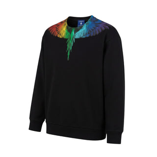 Marcelo Burlon Felpa Nera Con Stampa Aquila Per Bambini S6CMJBSW031-110