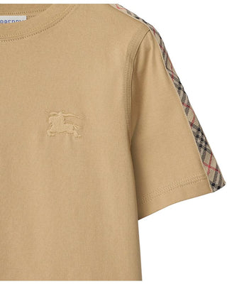 Burberry T-shirt beige in jersey con finiture Check 8108034