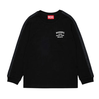 Diesel T-shirt Nera A Maniche Lunghe J02990-KYA1Y-K900 Per Bambino