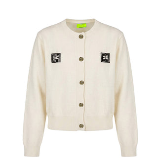 Elisabetta Franchi EFMA110 Logo Cardigan Sweater with Zip