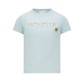 Moncler T-shirt Celeste A Maniche Corte Con Logo K19548C00013-70E
