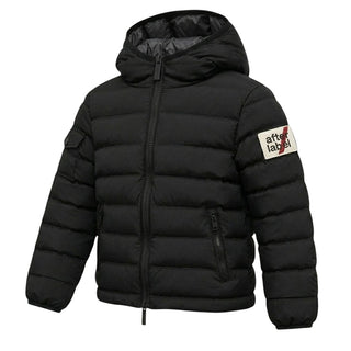 After Label Piumino Trapuntato Nero Con Cappuccio 3431O00037/1 Per Bambino