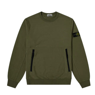 Stone Island Felpa girocollo verde con Compass 7016611342