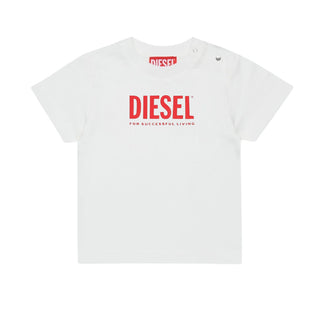 Diesel T-shirt In Jersey Bianca Da Neonato K00815-00YI9-K100