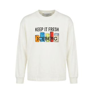 Iceberg T-shirt Avorio A Maniche Lunghe TSICE7302J-V1 Per Bambino