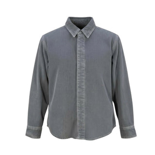 Nine:inthe:morning Camicia grigia in denim con patch logo 9JF25-IAM10