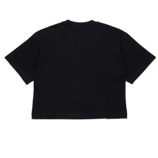 Diesel T-shirt nera cropped con logo ricamato J02428-00YI9-K900