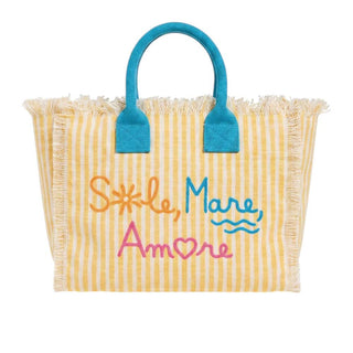Mc2 Saint Barth Borse Colette In Canvas Con Fantasia A Righe Gialle COL0001/03481L