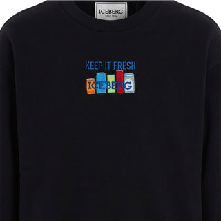 Iceberg Felpa Girocollo Nera Con Stampa MFICE7302J-V3 Per Bambino