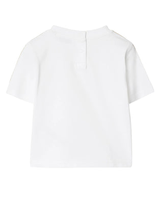Burberry T-shirt bianca in jersey con finiture Check 8108903