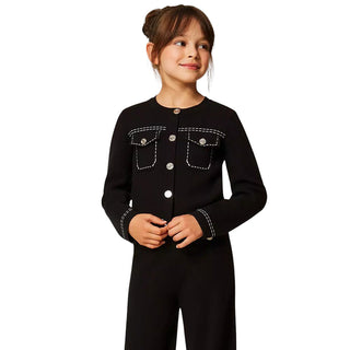 TWINSET Cardigan Nero In Misto Viscosa 262GJ3020 Per Bambina