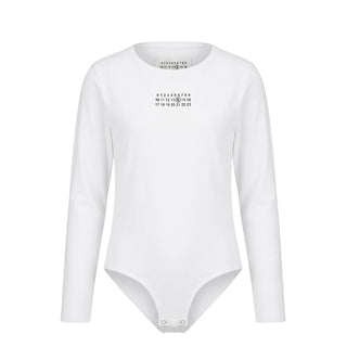 MM6 Maison Margiela Body Bianco In Jersey Con Logo M60911-MM06L-M6100 Per Bambina