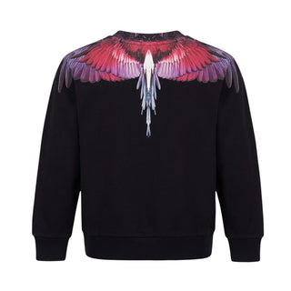 Marcelo Burlon Felpa Girocollo Nera Con Stampa F6CMJBSW027-110 Per Bambini