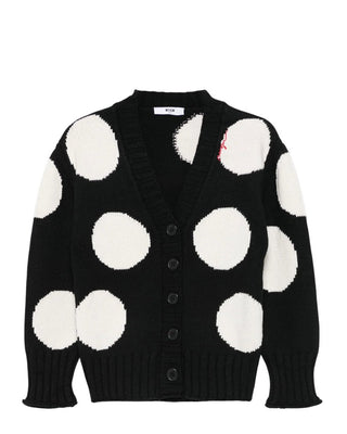 Msgm Cardigan nero a pois da bambina F4MSJGCA133